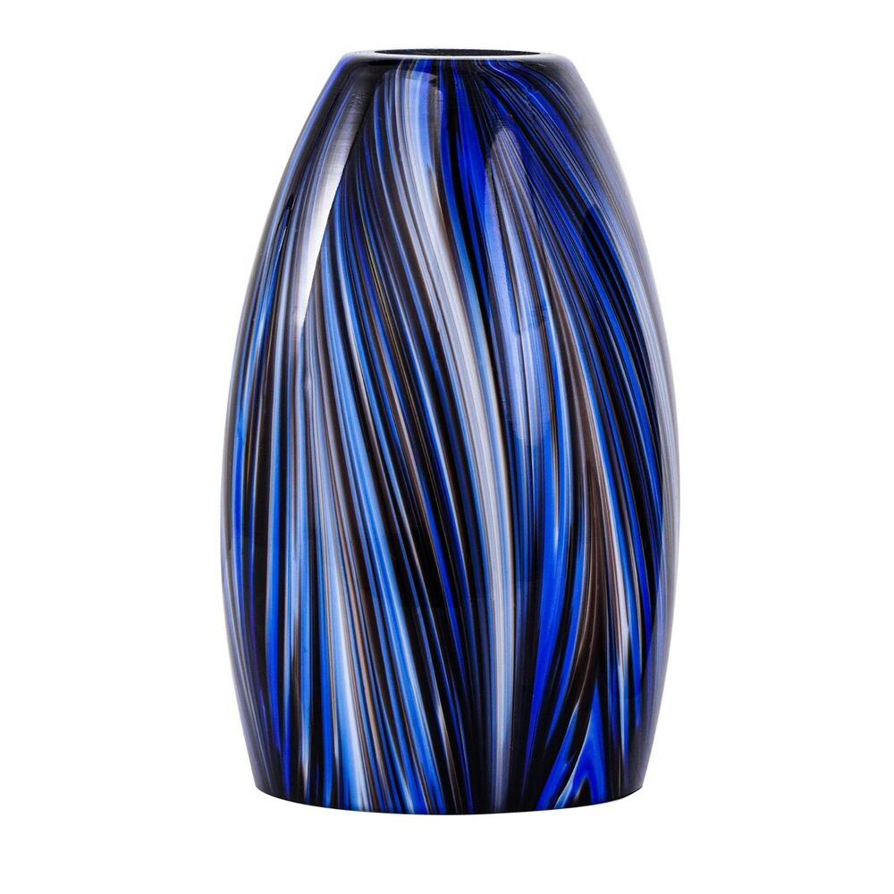 Karyfine Oval Art Glass Lamp Shade (Brown and Blue)